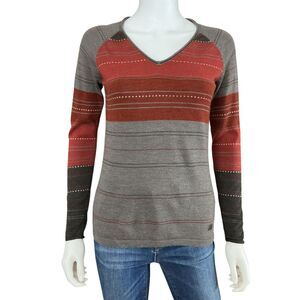 Smartwool Merino Base Layer Sweater Womens sz S Sulawesi Rollneck Striped Hiking